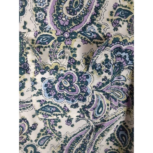 Talbots Womens Light Green/Cream Paisley Button Down Shirt Long Sleeve 10 - Picture 8 of 8